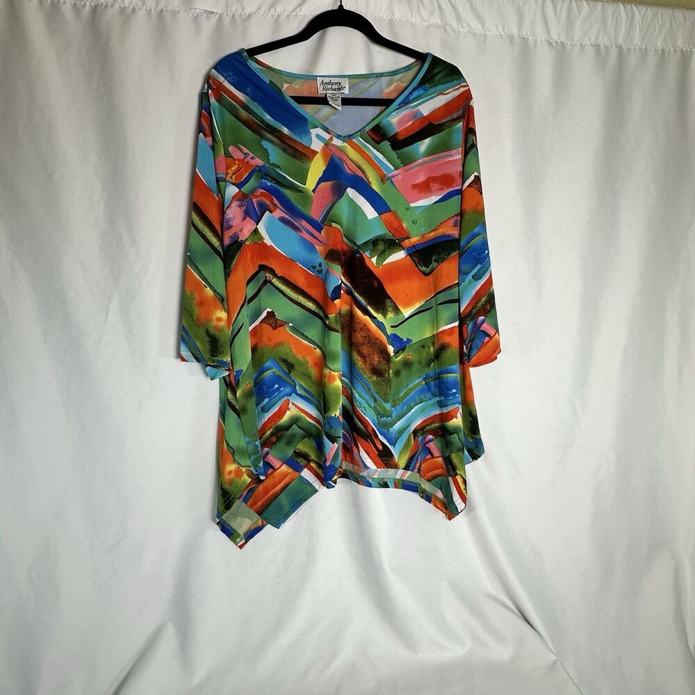 Anthony Richards Colorful Tunic Top Plus Size 1X Lightweight - Picture 2 of 6